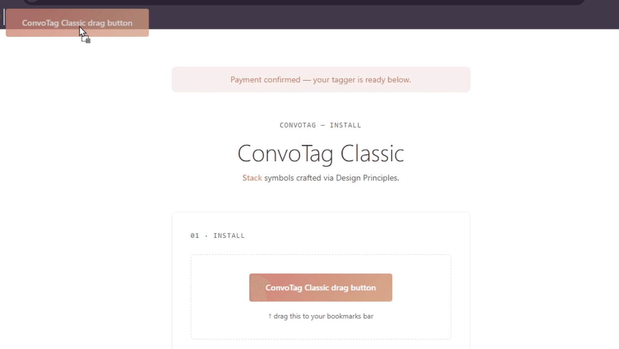 Dragging the tagger to your bookmarks bar
