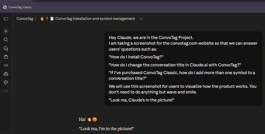 Tagged conversation titles in Claude.ai